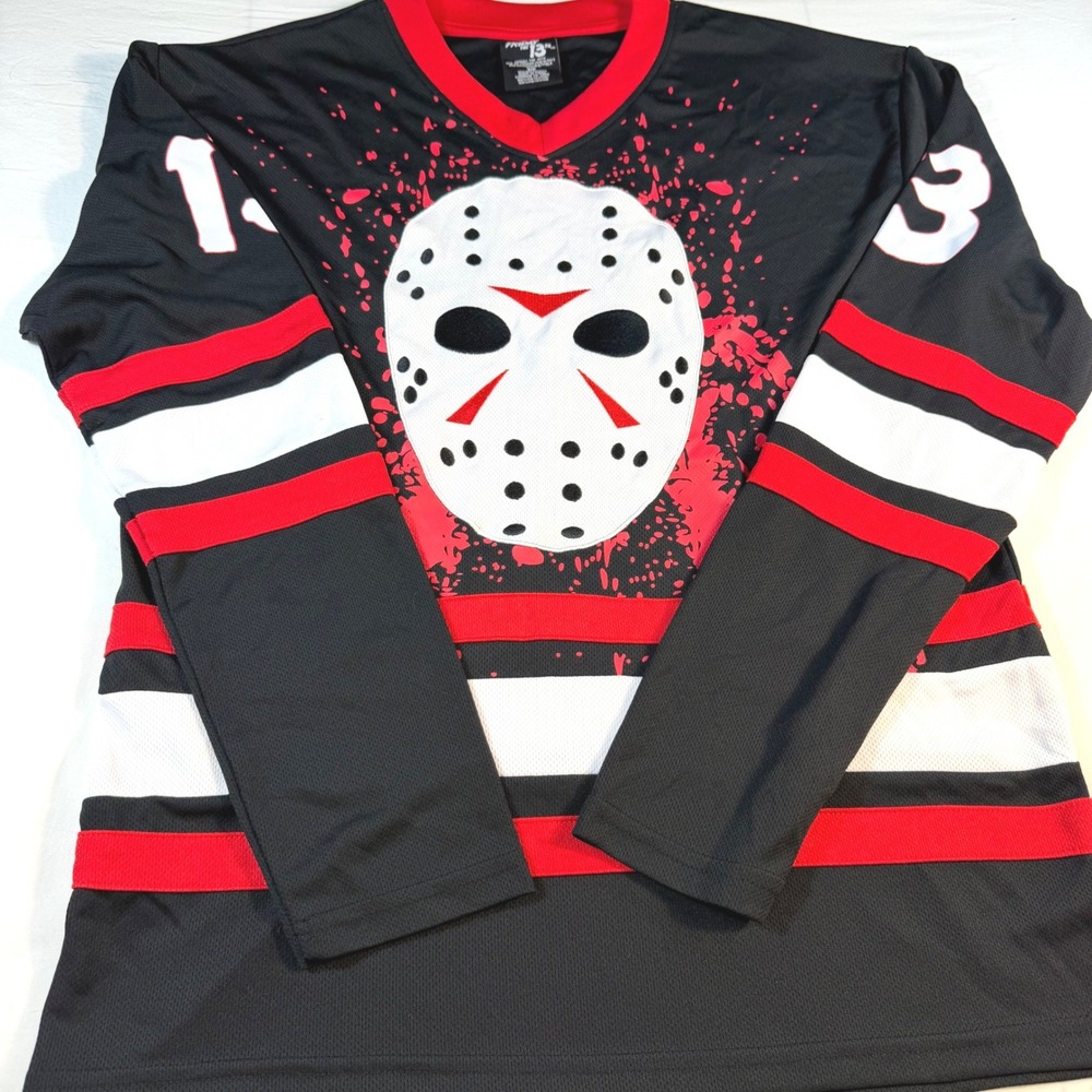 Friday the 13th Jersey Mens Small Black Jason Voorhees Horror Halloween EUC